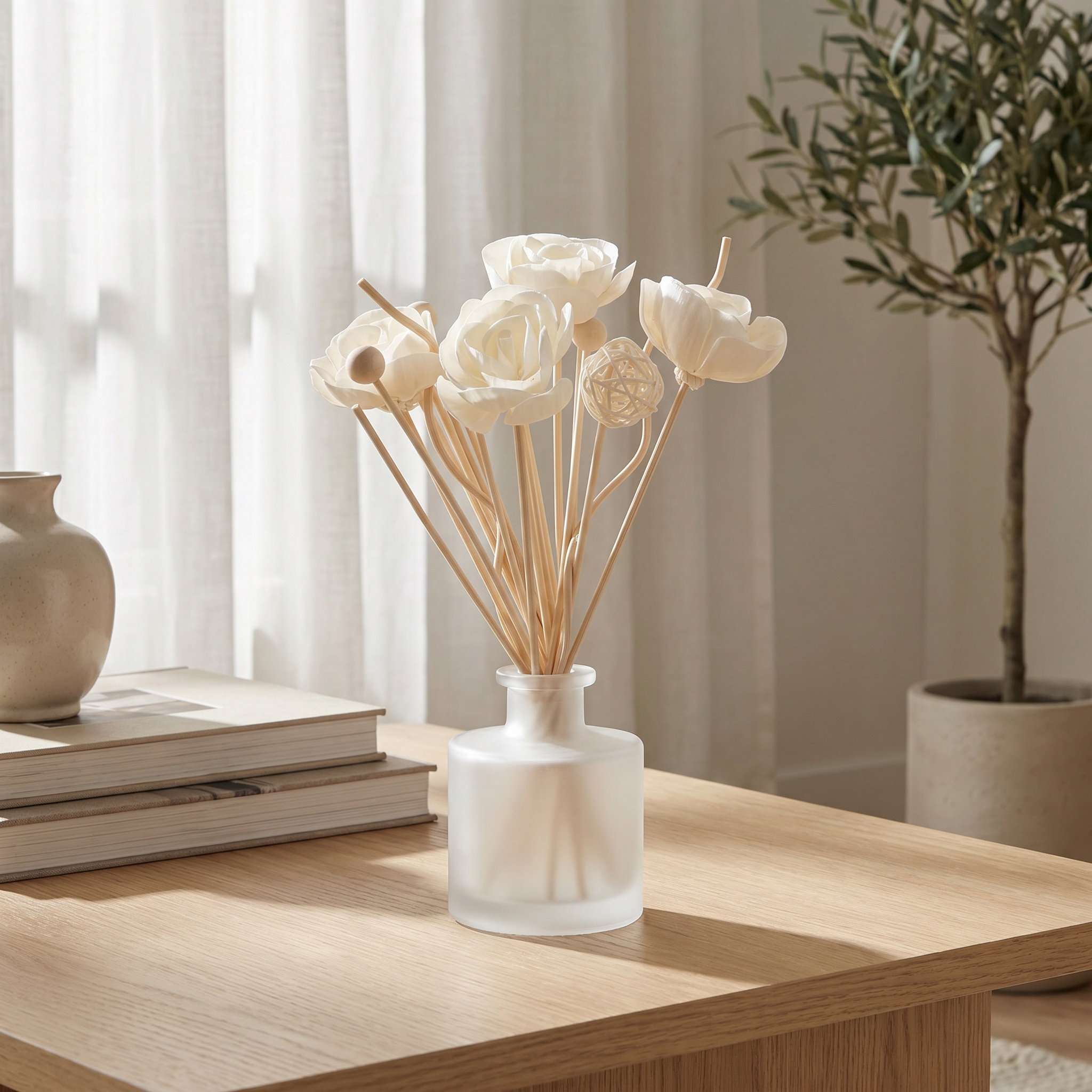 Home Fragrance Jasmine Diffuser - 22 Varillas Difusoras de Ratán Natural